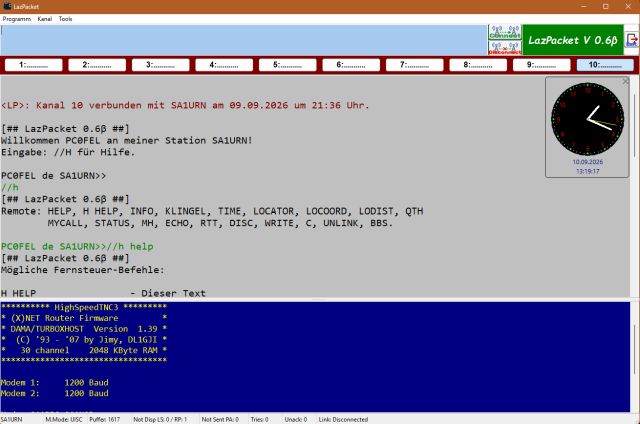 LazPacket Packet-Radio-Terminal für Windows mit WA8DED-Hostmode